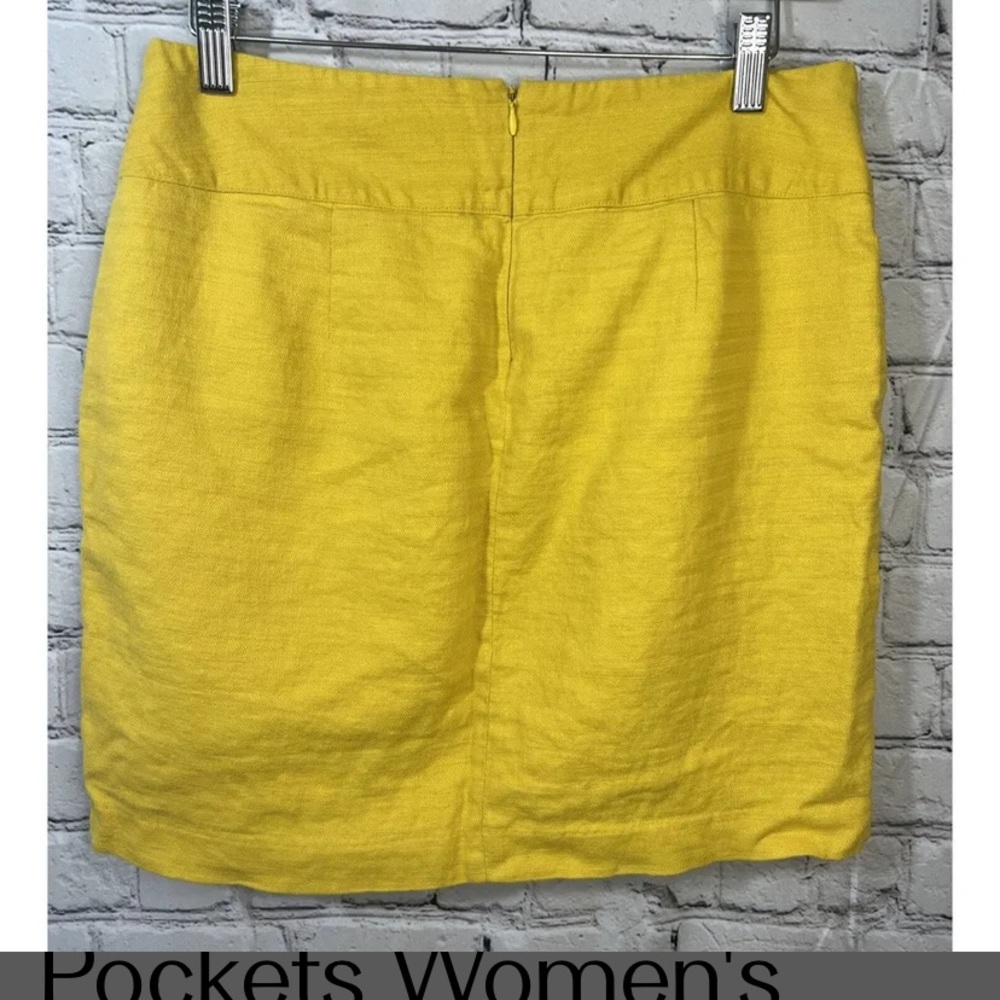 Forever 21 Yellow Linen Blend Skirt w/ Pockets Women's Large - Picture 6 of 8